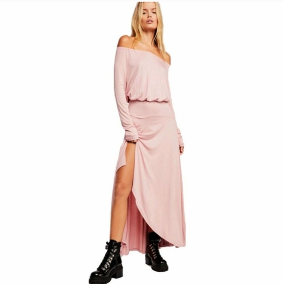 Free People Juptier Pink Off-Shoulder Maxi Dress - XS - Picture 3 of 10